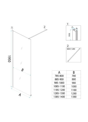 Душевая стенка FLEXI 120 TRANSPARENT CHROME Rea (386205901)
