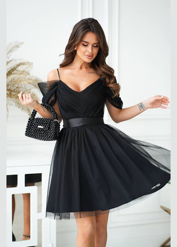 Черное праздничный, деловое платье с юбкой-солнце Україна однотонное