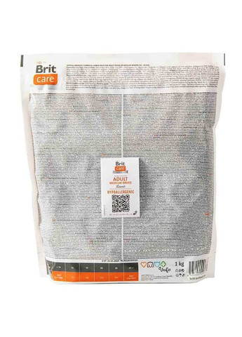 Сухой корм для собак Care Dog Hypoallergenic Adult Medium Breed 1кг, с ягненком Brit (292257495)