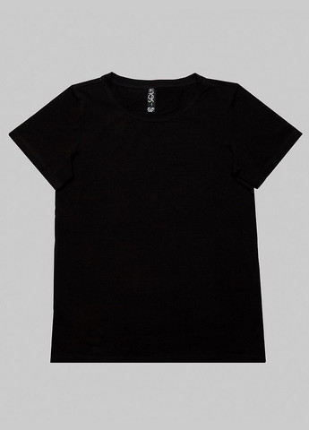 Комбинированная всесезон футболка женская базовая черная mksh2432-6 Modna KAZKA