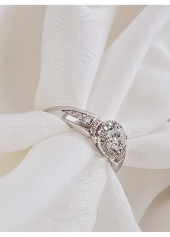 Золота каблучка з фіанітами, біле золото 585 проби (17р) 700237б-2к Харківська ювелірна фабрика (355795852)