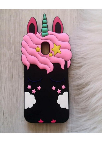 Чохол на Galaxy J3 J330 2017 Єдиноріг чорний силіконовий 3d Samsung (360896809)