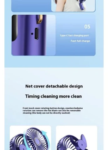 Портативный мини вентилятор Mini fan AND892 с подставкой для телефона и дисплеем Hopestar (387415061)