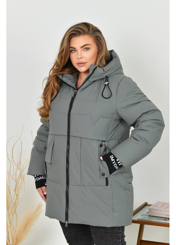 Комбинированная демисезонная женская куртка арт. 5609 серого цвета No Brand