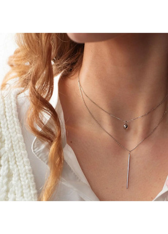 Подвійне кольє із білого золота 585 проби з кулькою КОЛ01894 Shatlen Кольє (362376034)