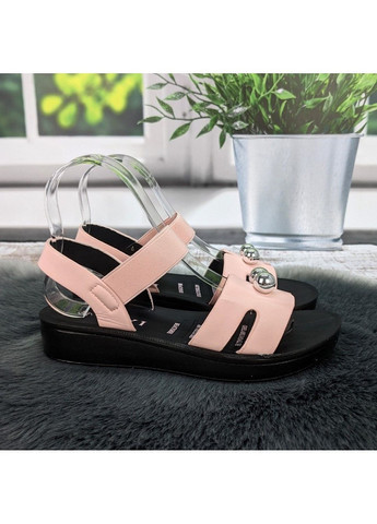 Розовые босоножки женские розовые на низком ходу YiYi на резинке