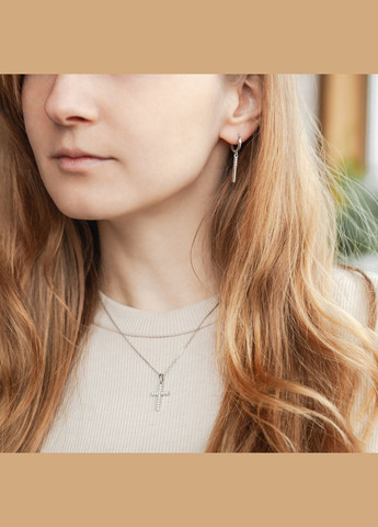 Серебряные серьги с аметистом и фианитами. Каштан (342335275)