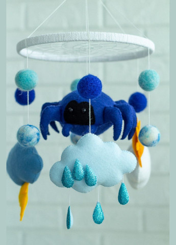 Дитячий музичний мобіль на ліжечко для немовлят WooolyWool «Прогноз погоди» з 35 мелодіями No Brand (342757851)