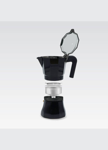 Кофеварка гейзерная алюминиевая 150 мл черная (MR-1658-3) 3 чашки Maestro (336154429)