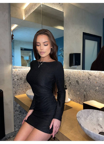 Чорна святковий сяюча сукня міні зі збірками та пуш-ап ефектом MonCher