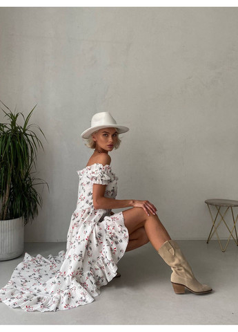 Червона повсякденний жіноча бавовняна сукня miranda з відкритими плечима (mil504) milirud