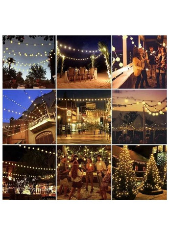 Уличная светодиодная гирлянда Solar 12 метров 100 LED на солнечной батарее "Молочные шары" SunLamp (305572029)