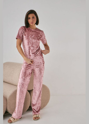 Рожева всесезон велюрова піжама зі штанами футболка + штани Barwa 0292/280 dark rose