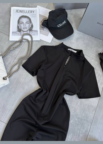 Комбинезон женский No Brand комбинезон-шорты однотонный чёрный спортивный, повседневный, кэжуал, денил