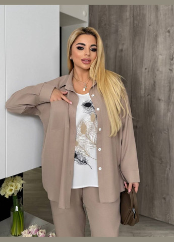 Костюм брюки МОМ+ блуза с накатом+ рубашка No Brand (332110848)