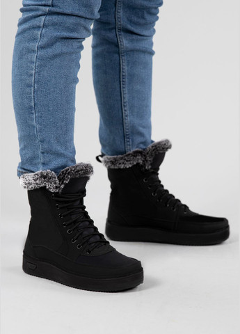 Дутики жіночі з хутром на шнурівку чорні (ЛБ 2) Lika (303423543)