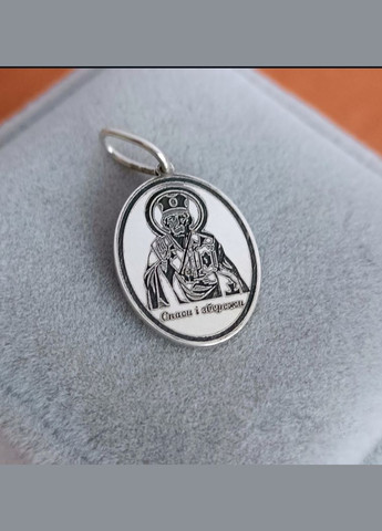 Срібна ікона Овальна ладанка підвіска Св. Миколай срібло 925 (АРТ.1019) 1.59г No Brand (306741563)