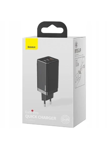Мережевий зарядний пристрій GaN2 Pro Quick Charger 1USB + 2Type-C 65W CCGAN2P-B01 Black Baseus (270000206)