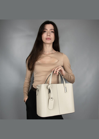 Сумка жіноча шкіряна ділова 03719 велика з 2 ручками бежева Virginia Conti (325615753)