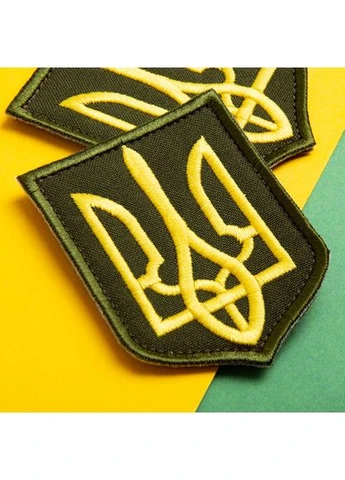 Набор шевронов 3 шт с липучкой Герб Тризуб Украины 6х8, вышитый патч IDEIA (401829685)