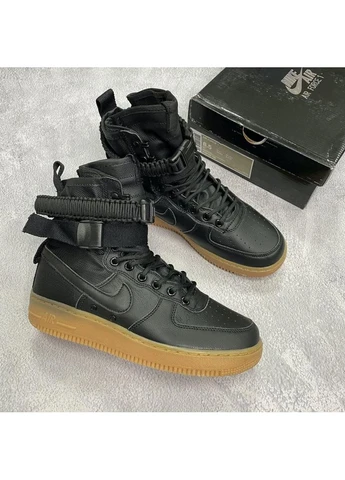 Черные демисезонные кроссовки мужские nike special fled air force 1 black beige 2 найк аир форс черные No Brand