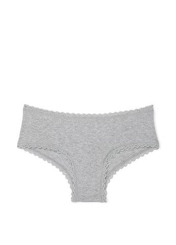 Трусики-чики женские хлопковые Cotton Lace-Waist Cheeky Panty серые Victoria's Secret (362556081)