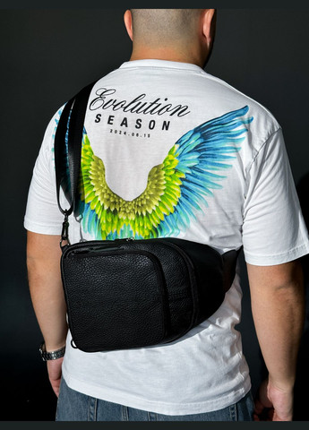 Слінг із натуральної шкіри, сумка через плече шкіряна (Чорна) SKILL (324216481)