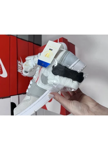 Серые летние кроссовки nike air jordan 1 light grey найк аир джордан No Brand
