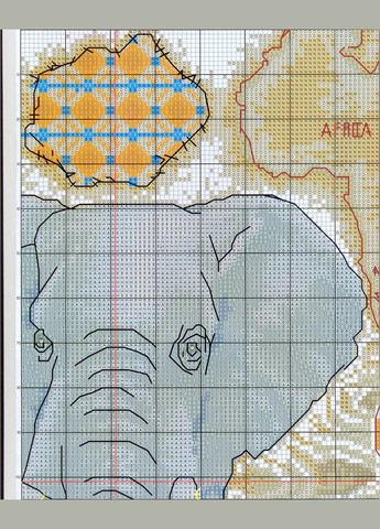 Набір для вишивання за нанесеною на канву схемою "African elephant". AIDA 14CT printed 45*44 см Joy Sunday (313613664)