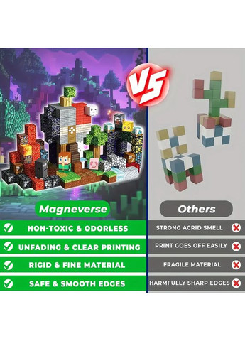 Магнитный конструктор Minecraft 150 шт кубики на магнитах детский Майнкрафт Крепость No Brand (363042412)