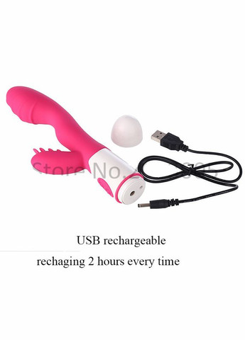 Вибратор двойной для клитора и точки G - Lilu Twix 5 с USB зарядкой Малиновый American (303909553)