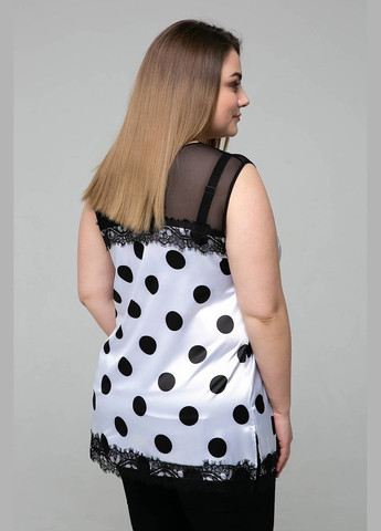 Чорно-біла атласна блуза тоні чорно-біла у великий горох Tatiana