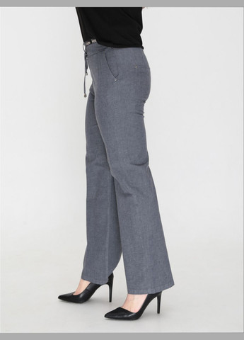 Джинсы женские серо-синие тонкие прямые с резинкой на поясе Палаццо Adorati - (322999516)