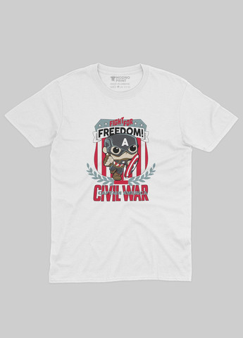 Белая демисезонная футболка для девочки с принтом супергероя - капитан америка (ts001-1-whi-006-022-005-g) Modno