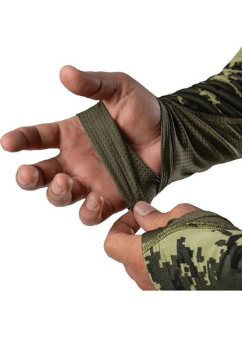 Зеленая лонгслив chiton air hood pixel green Camotec