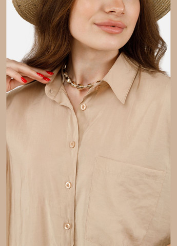 Жіноча сорочка з довгим рукавом колір бежевий ЦБ-00250968 Mergazzer (297136126)