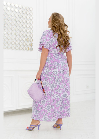 Сиреневое повседневный цветочное платье макси колокол No Brand с цветочным принтом