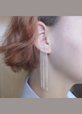 Срібні сережки кафи з ланцюжками "Водоспад" Waterfall ланцюг No Brand (350667315)