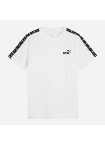 Комбинированная демисезонная футболка подростковая ess tape tee 68578002 128 белый 68578002 Puma
