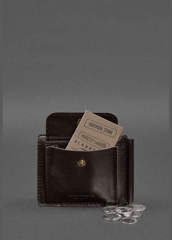 Шкіряне портмоне 13.0 затискач темно-коричневий краст (A-028269) BlankNote (328444681)