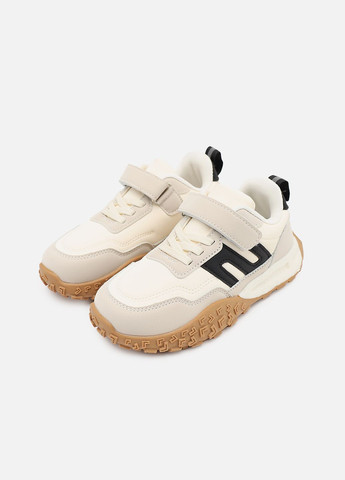 Бежевые демисезонные кроссовки для девочки, на плоской подошве цвет бежевый цб-00273823 Kimboo