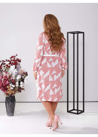 Розовое кэжуал платье Sofia с геометрическим узором