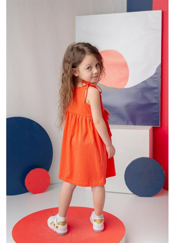 Коралловое платье для девочки хлопковое на бретельках, цвет коралловый, возраст 1-2 года, рост 92 см Zeyland (371921226)