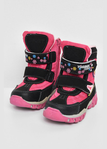 Зимние сапоги детские для девочки на меху черно-розового цвета Let's Shop
