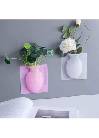 Настінна ваза з силікону для живих і штучних квітів кріплення без свердління 15×15×2 см біла No Brand (367723990)
