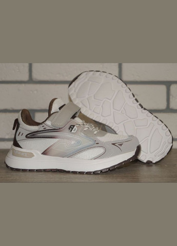 Бежеві осінні кросівки спортивні дитячі бежеві з коричневим BBT