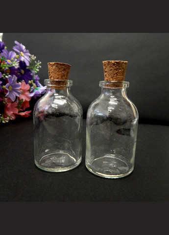 Пляшечка скляна маленька з корком, 63х33 мм, 32 мл No Brand (341731021)