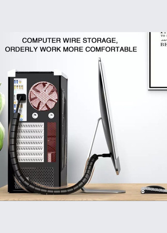 Органайзер кабеля фиксатор стяжка хомут держатель защита для проводов 2 м 10 мм Чёрный Lencent (340276248)