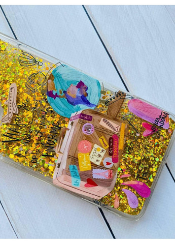 Чехол с плавающими блестками на Samsung Galaxy A50 (2019) A505F Золотой:: Настроение путешествовать (принт 329) Creative (360667513)