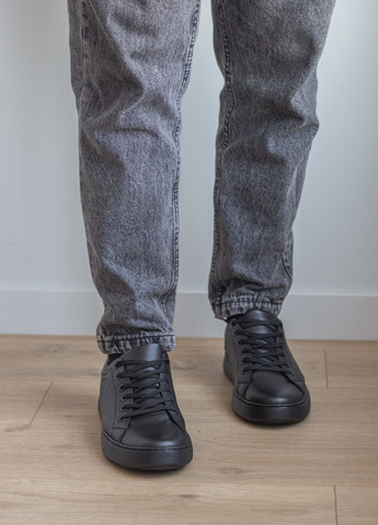 Чорні кеди чоловічі з натуральної шкіри No Brand 5316